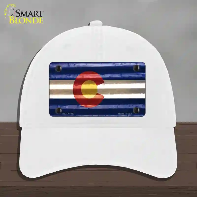 HAT14-MLP-11947 Colorado Corrugated Flag Novelty License Plate Hat, Unconstructed Cotton - White