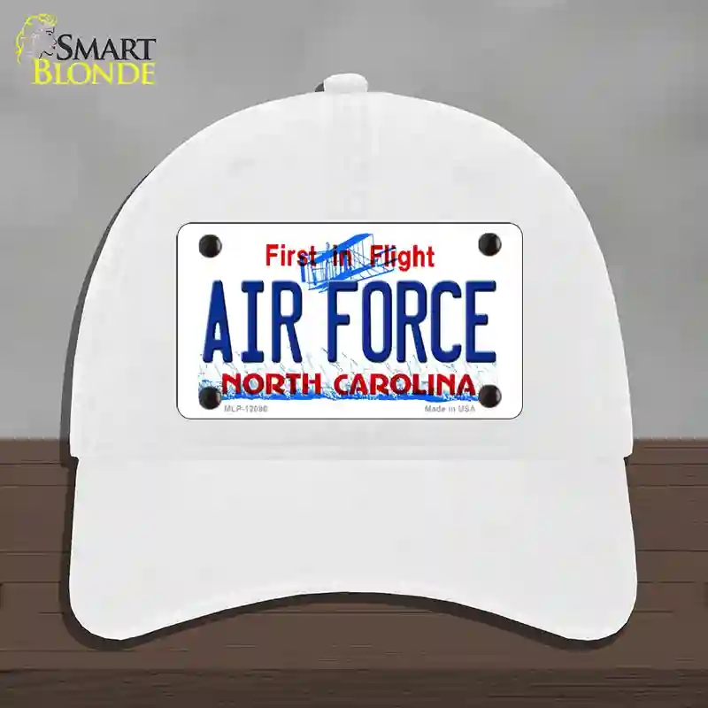 HAT14-MLP-12096 Air Force North Carolina State Novelty License Plate Hat, Unconstructed Cotton - White