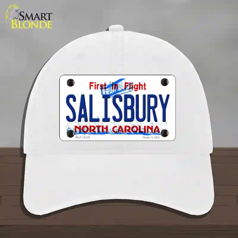 HAT14-MLP-12125 Salisbury North Carolina State Novelty License Plate Hat, Unconstructed Cotton - White