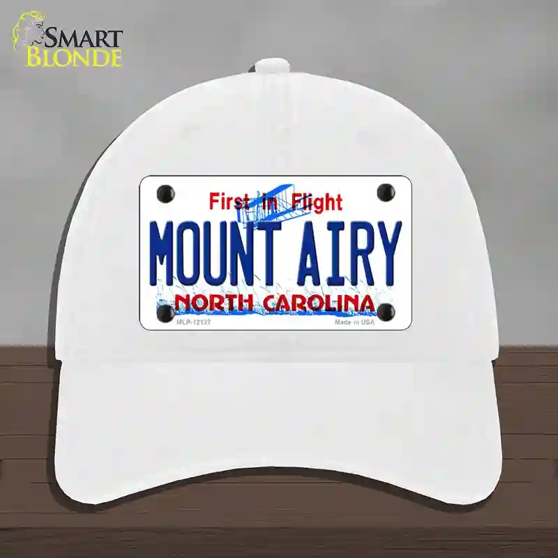 HAT14-MLP-12127 Mount Airy North Carolina State Novelty License Plate Hat, Unconstructed Cotton - White