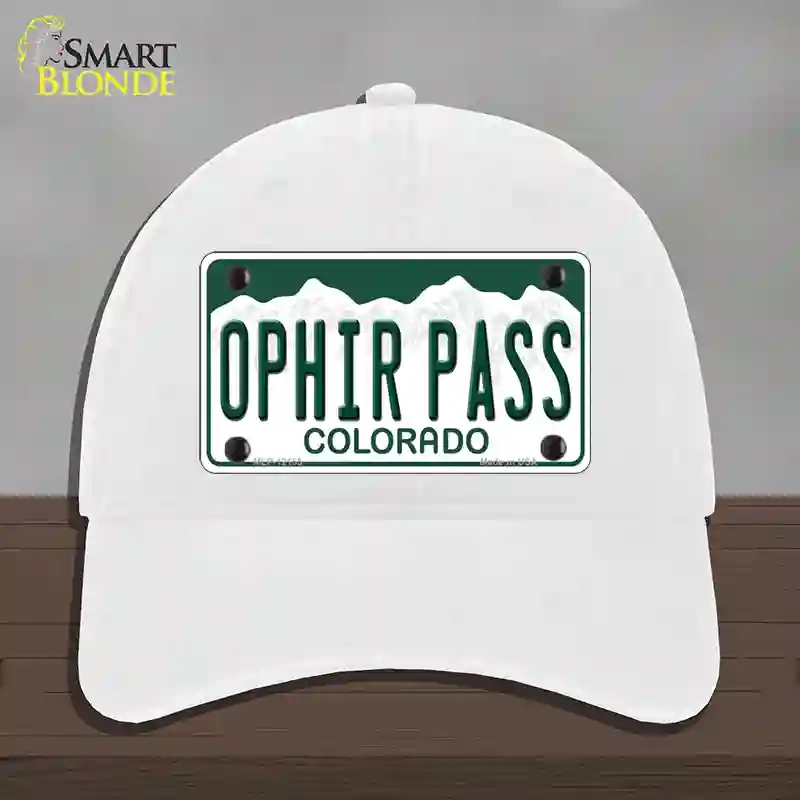 HAT14-MLP-12155 Ophir Pass Colorado Novelty License Plate Hat, Unconstructed Cotton - White