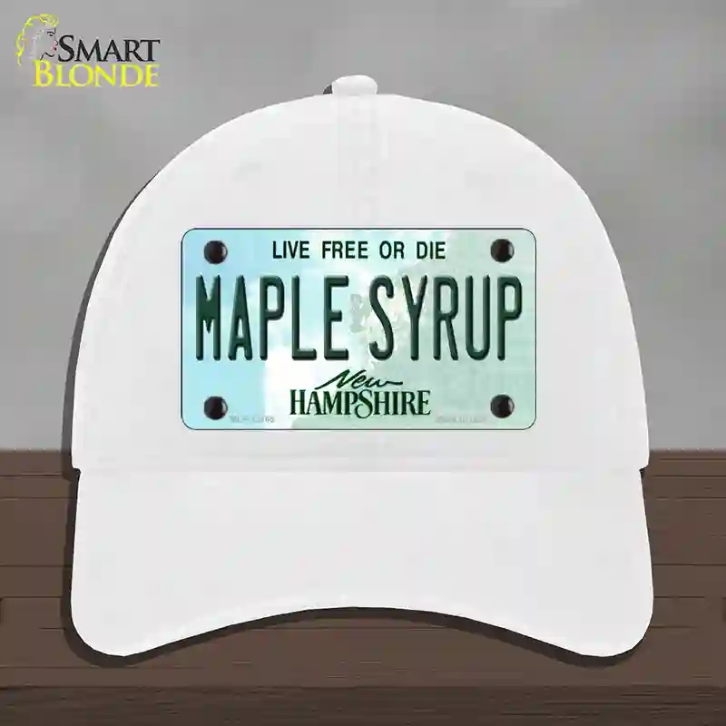 HAT14-MLP-12165 Maple Syrup   Hampshire Novelty License Plate Hat, Unconstructed Cotton - White