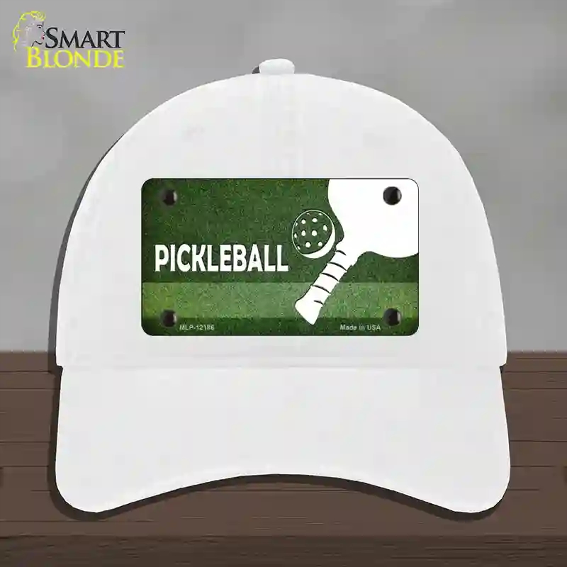 HAT14-MLP-12186 Pickleball Novelty License Plate Hat, Unconstructed Cotton - White