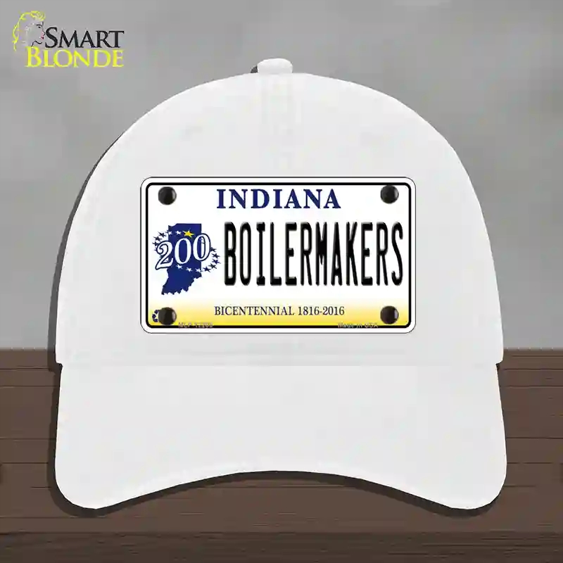 HAT14-MLP-12205 Boilermakers Indiana Novelty License Plate Hat, Unconstructed Cotton - White
