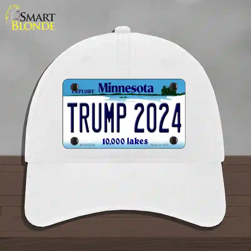 HAT14-MLP-12238 Trump 2024 Minnesota Novelty License Plate Hat, Unconstructed Cotton - White