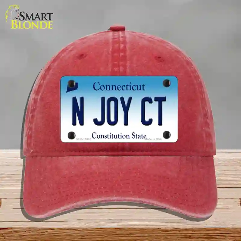 HAT13-MLP-10890 N Joy CT Connecticut Novelty License Plate Hat, Unconstructed Cotton - Red