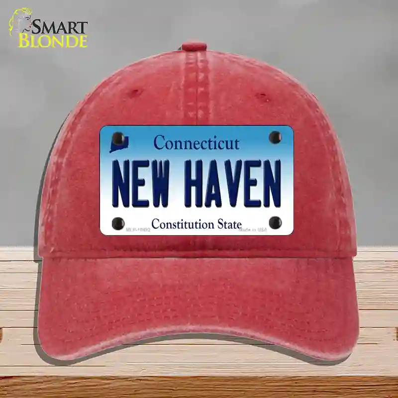 HAT13-MLP-10892   Haven Connecticut Novelty License Plate Hat, Unconstructed Cotton - Red