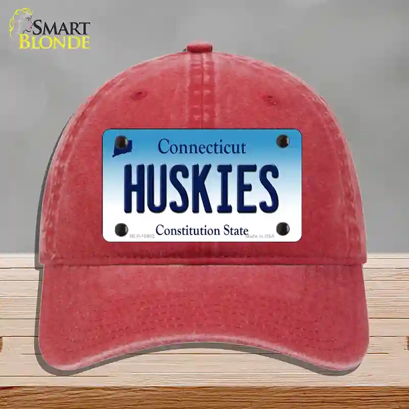 HAT13-MLP-10902 Huskies Connecticut Novelty License Plate Hat, Unconstructed Cotton - Red