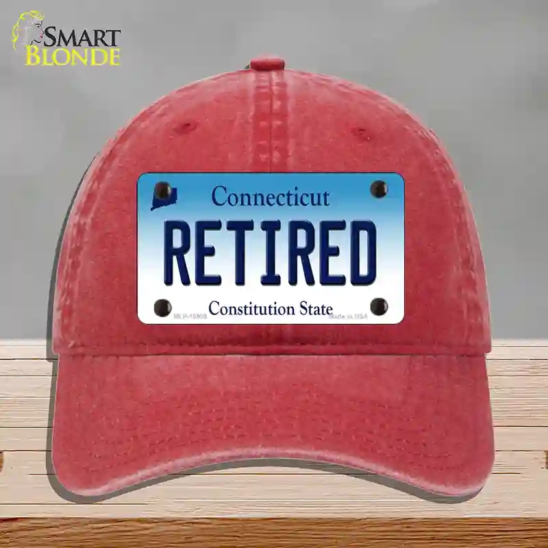 HAT13-MLP-10909 Retired Connecticut Novelty License Plate Hat, Unconstructed Cotton - Red