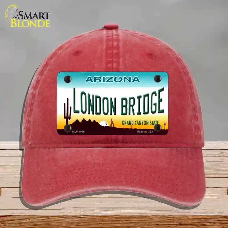 HAT13-MLP-1096 London Bridge Arizona Novelty License Plate Hat, Unconstructed Cotton - Red
