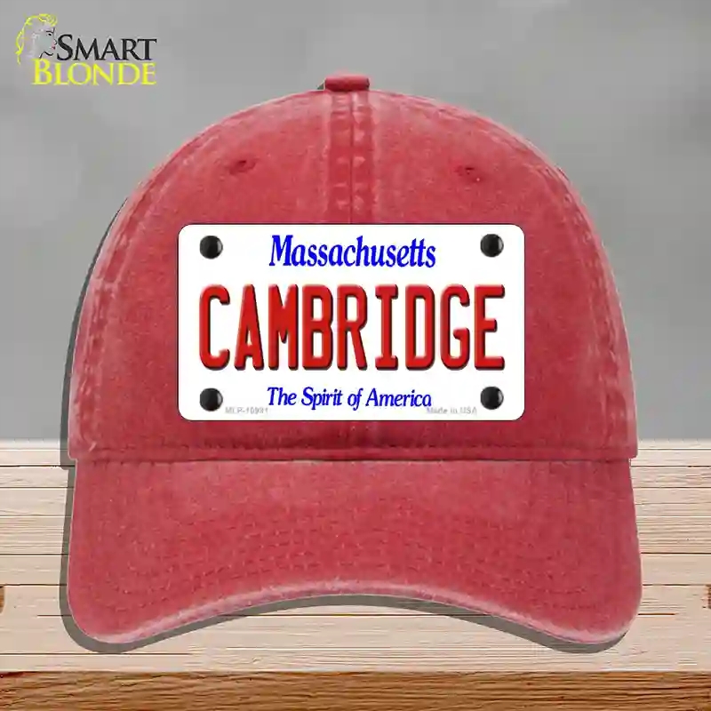 HAT13-MLP-10991 Cambridge Massachusetts Novelty License Plate Hat, Unconstructed Cotton - Red