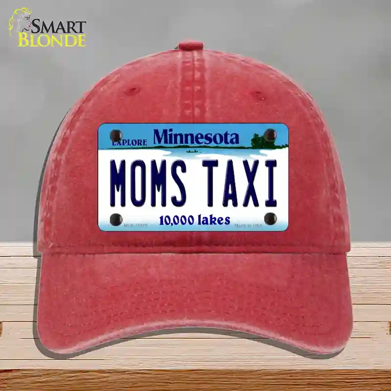 HAT13-MLP-11070 Moms Taxi Minnesota State Novelty License Plate Hat, Unconstructed Cotton - Red
