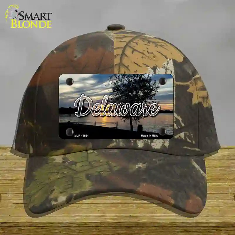 HAT06-MLP-11591 Delaware River Sunset State Novelty License Plate Hat, Cotton - Camoflauge