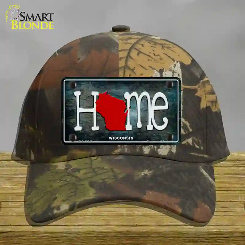 HAT06-MLP-12040 Wisconsin Home State Outline Novelty License Plate Hat, Cotton - Camouflage