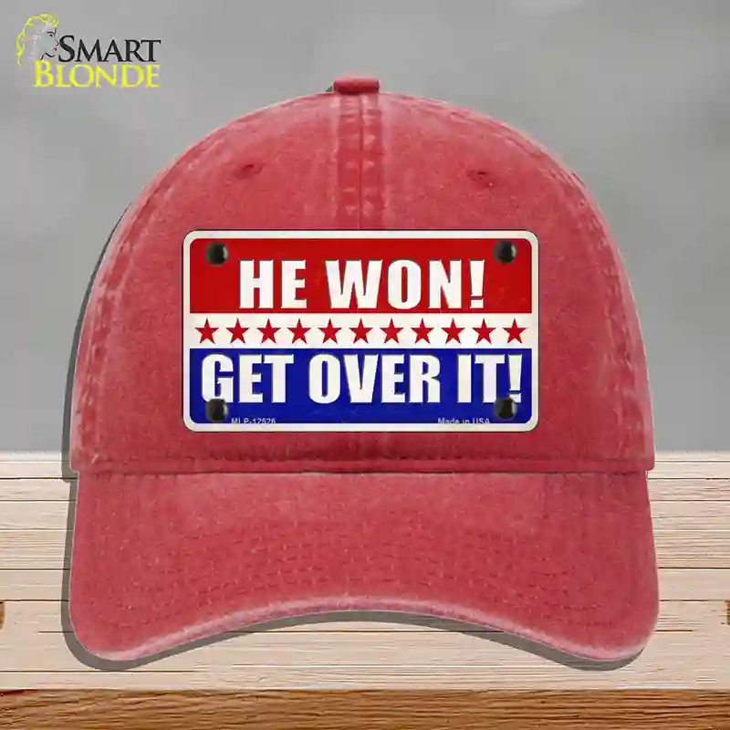 HAT13-MLP-12526 Trump Won Get Over It Novelty License Plate Hat, Unconstructed Cotton - Red
