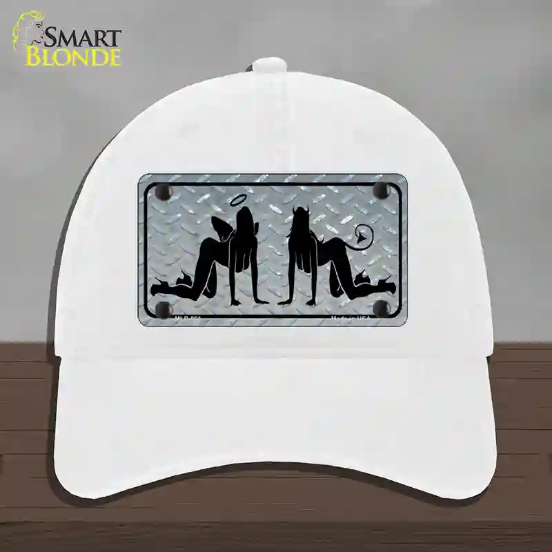 HAT14-MLP-061 Angel & Devil Novelty License Plate Hat, Unconstructed Cotton - White