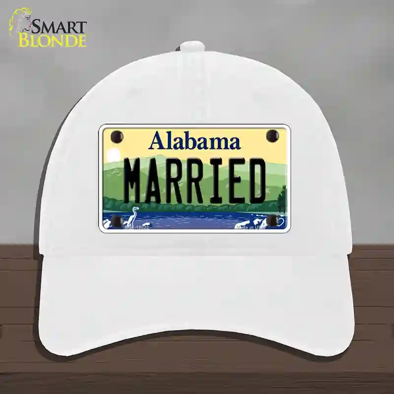 HAT14-MLP-10022 Married Alabama Novelty License Plate Hat, Unconstructed Cotton - White
