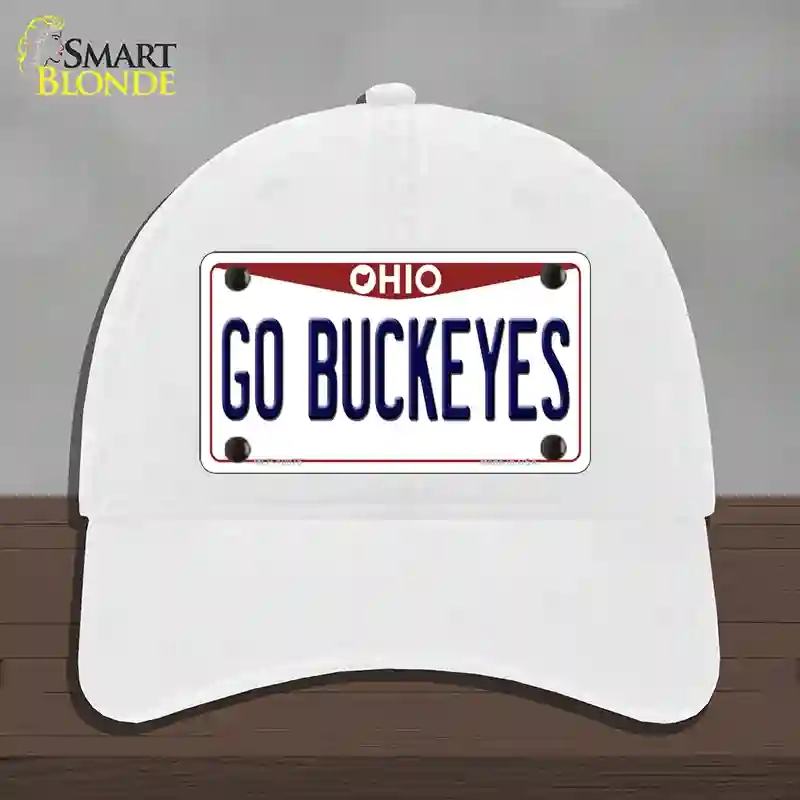 HAT14-MLP-10075 Go Buckeyes Ohio Novelty License Plate Hat, Unconstructed Cotton - White