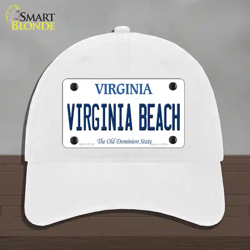 HAT14-MLP-10105 Virginia Beach Novelty License Plate Hat, Unconstructed Cotton - White