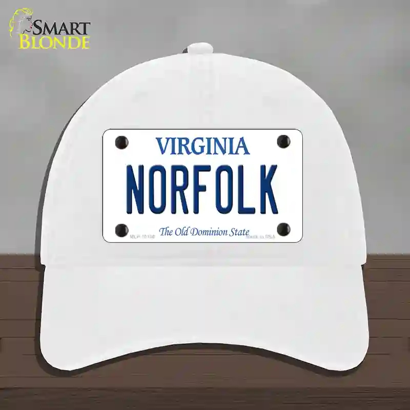 HAT14-MLP-10106 Norfolk Virginia Novelty License Plate Hat, Unconstructed Cotton - White