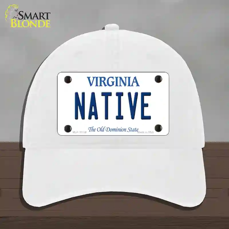 HAT14-MLP-10136 Native Virginia Novelty License Plate Hat, Unconstructed Cotton - White