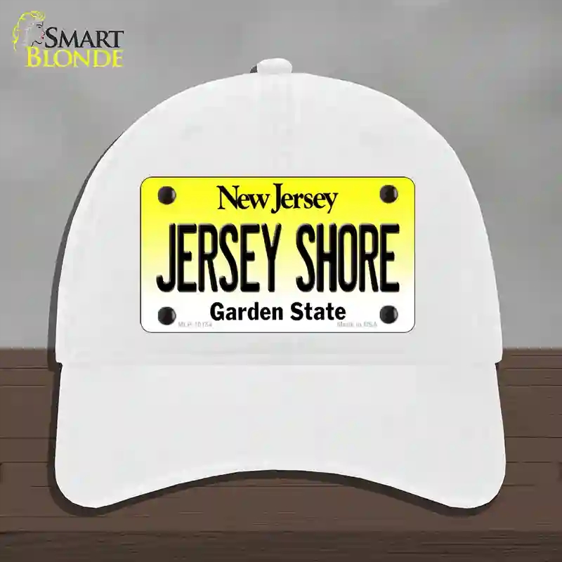 HAT14-MLP-10154 Jersey Shore   Jersey Novelty License Plate Hat, Unconstructed Cotton - White