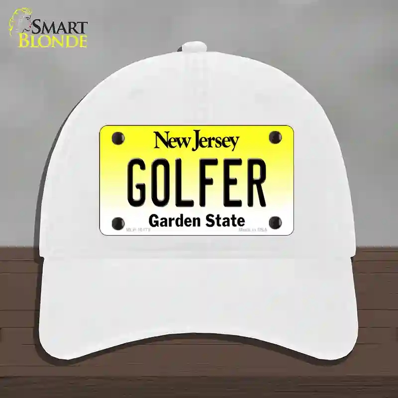 HAT14-MLP-10175 Golfer   Jersey Novelty License Plate Hat, Unconstructed Cotton - White