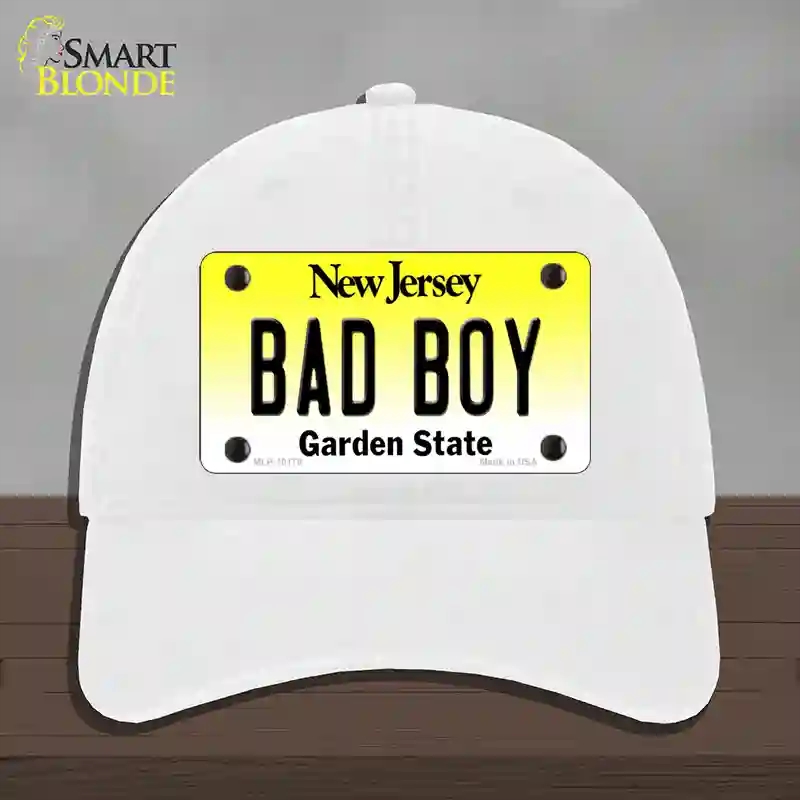 HAT14-MLP-10178 Bad Boy   Jersey Novelty License Plate Hat, Unconstructed Cotton - White
