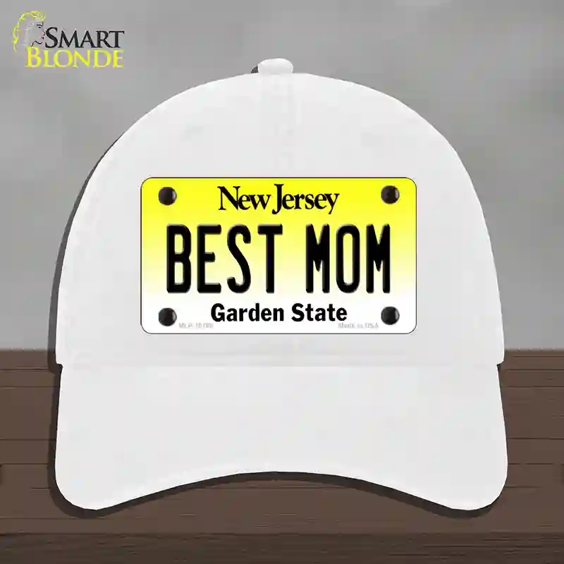 HAT14-MLP-10180 Best Mom   Jersey Novelty License Plate Hat, Unconstructed Cotton - White