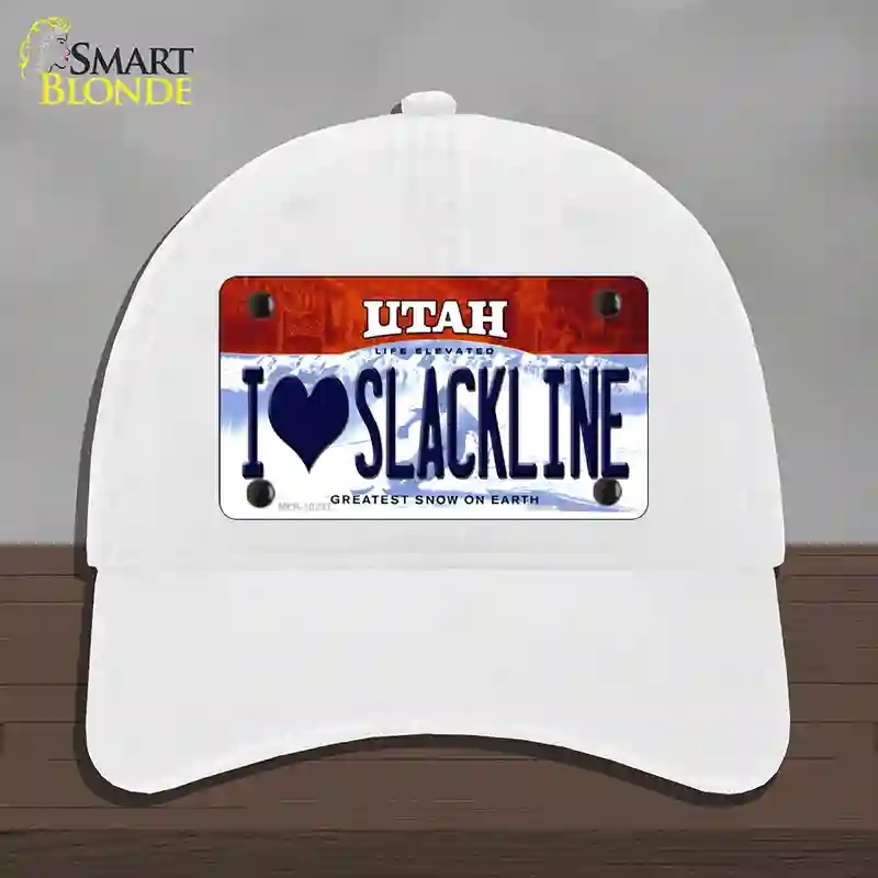 HAT14-MLP-10237 I Love Slackline Utah Novelty License Plate Hat, Unconstructed Cotton - White