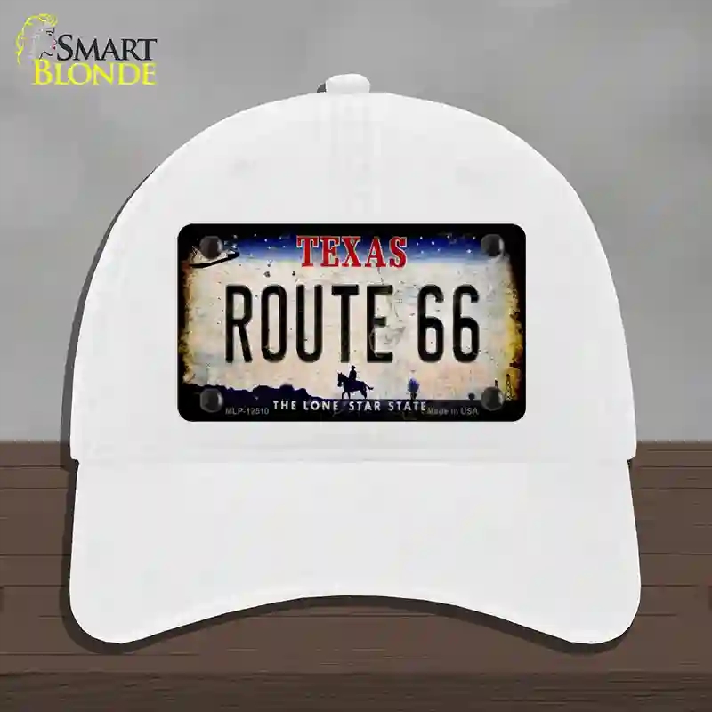 HAT14-MLP-12510 Route 66 Texas Rusty Novelty License Plate Hat, Unconstructed Cotton - White