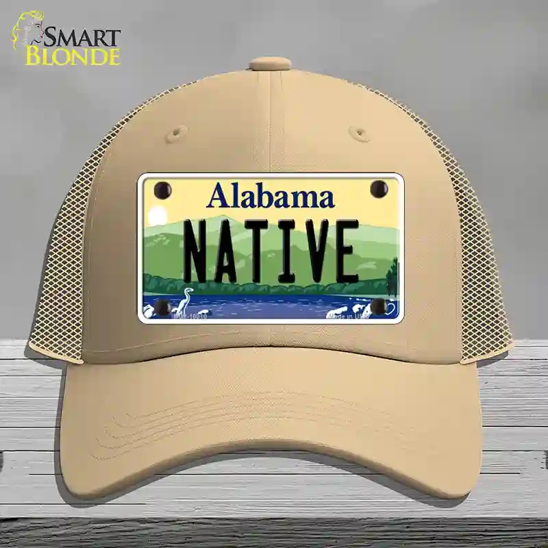 HAT15-MLP-10010 Native Alabama Novelty License Plate Hat, Mesh - Khaki