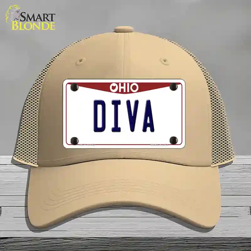 HAT15-MLP-10102 Diva Ohio Novelty License Plate Hat, Mesh - Khaki