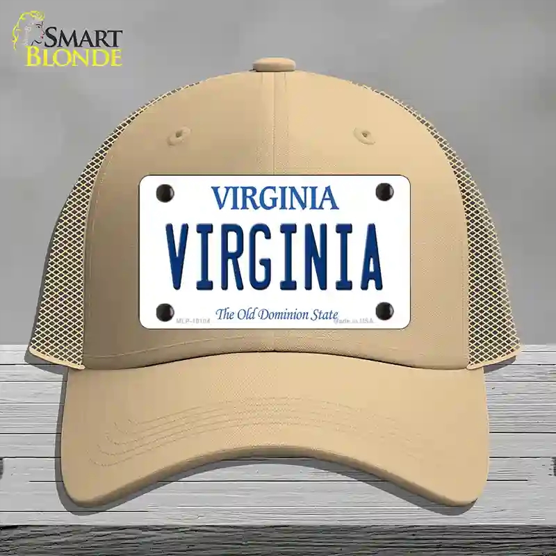 HAT15-MLP-10104 Virginia Old Dominion Novelty License Plate Hat, Mesh - Khaki