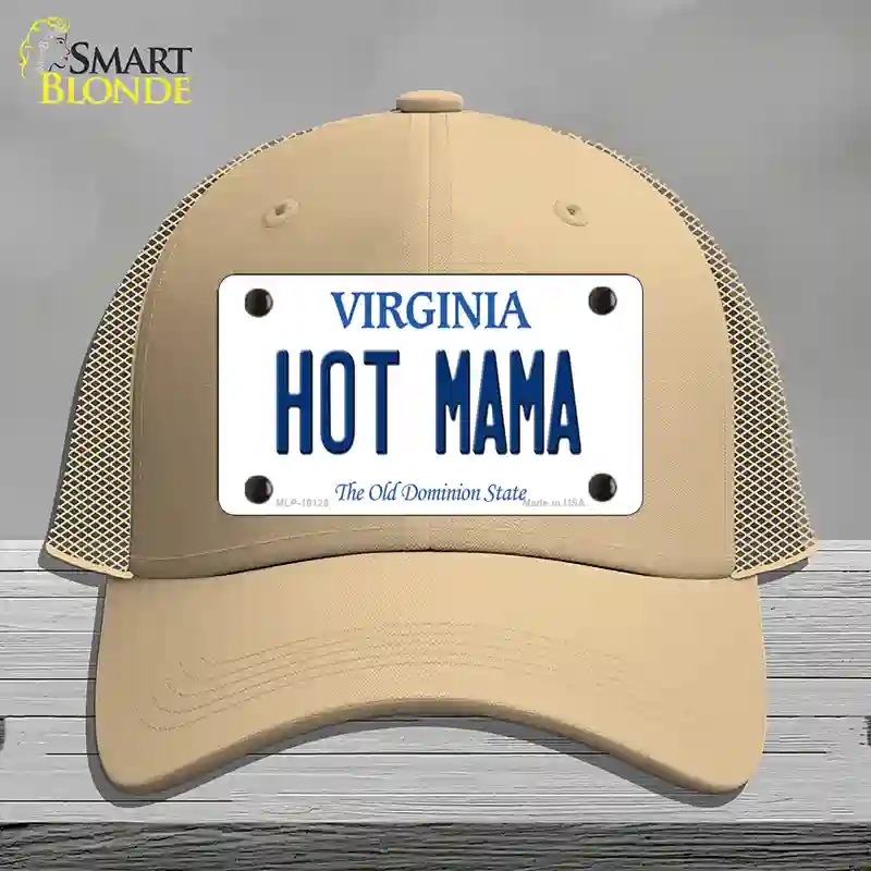 HAT15-MLP-10125 Hot Mama Virginia Novelty License Plate Hat, Mesh - Khaki