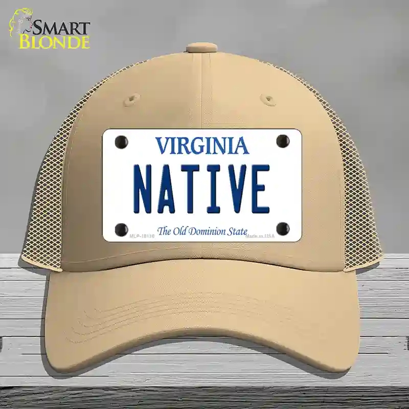 HAT15-MLP-10136 Native Virginia Novelty License Plate Hat, Mesh - Khaki