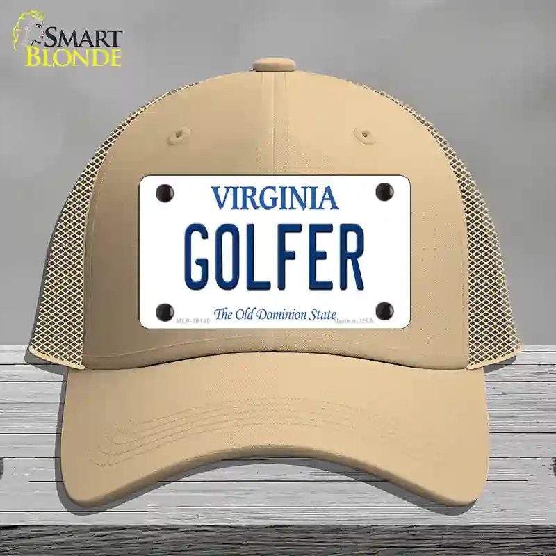 HAT15-MLP-10138 Golfer Virginia Novelty License Plate Hat, Mesh - Khaki