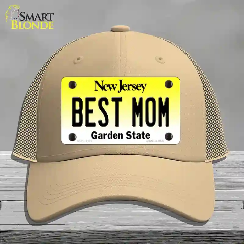 HAT15-MLP-10180 Best Mom   Jersey Novelty License Plate Hat, Mesh - Khaki
