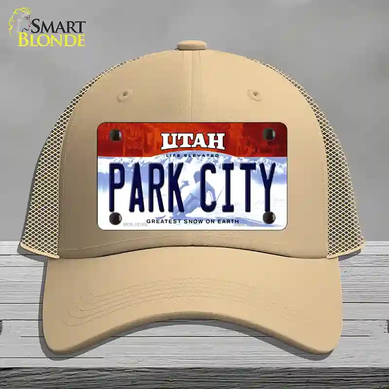 HAT15-MLP-10189 Park City Utah Novelty License Plate Hat, Mesh - Khaki