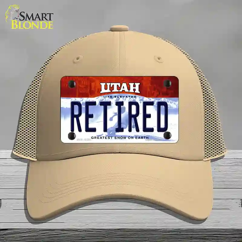HAT15-MLP-10207 Retired Utah Novelty License Plate Hat, Mesh - Khaki