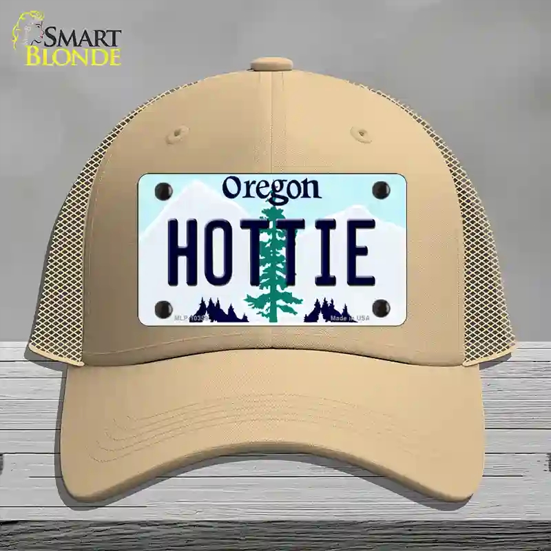 HAT15-MLP-10359 Hottie Oregon Novelty License Plate Hat, Mesh - Khaki