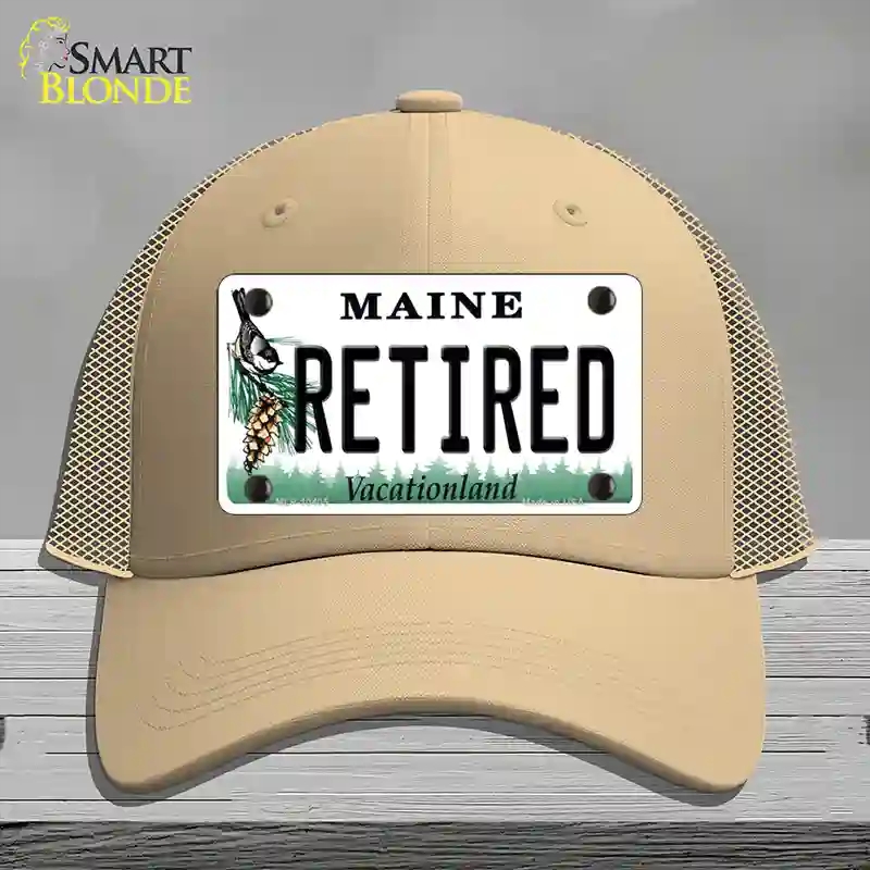 HAT15-MLP-10405 Retired Maine Novelty License Plate Hat, Mesh - Khaki