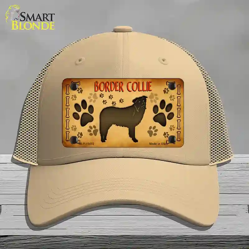 HAT15-MLP-10433 Border Collie Novelty License Plate Hat, Mesh - Khaki