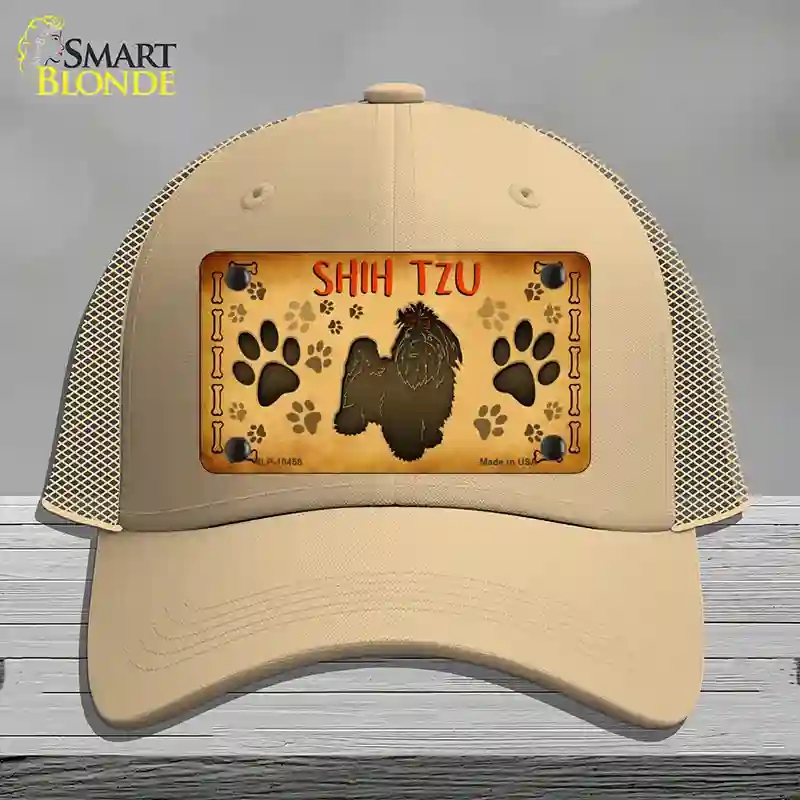 HAT15-MLP-10458 Shih Tzu Novelty License Plate Hat, Mesh - Khaki