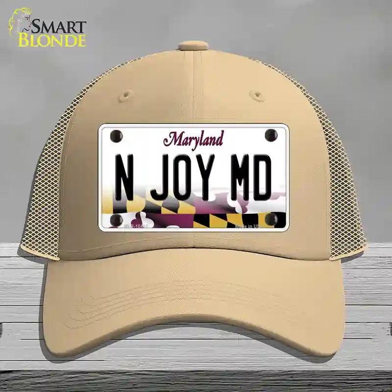 HAT15-MLP-10463 N Joy MD Maryland Novelty License Plate Hat, Mesh - Khaki