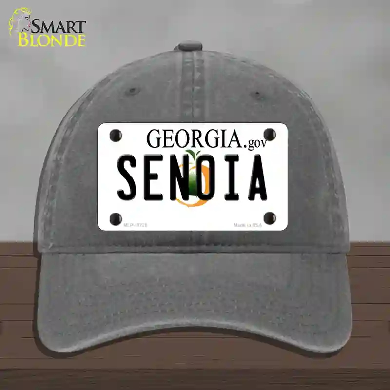 HAT08-MLP-11725 Senoia Georgia State Novelty License Plate Hat, Unconstructed Cotton - Charcoal