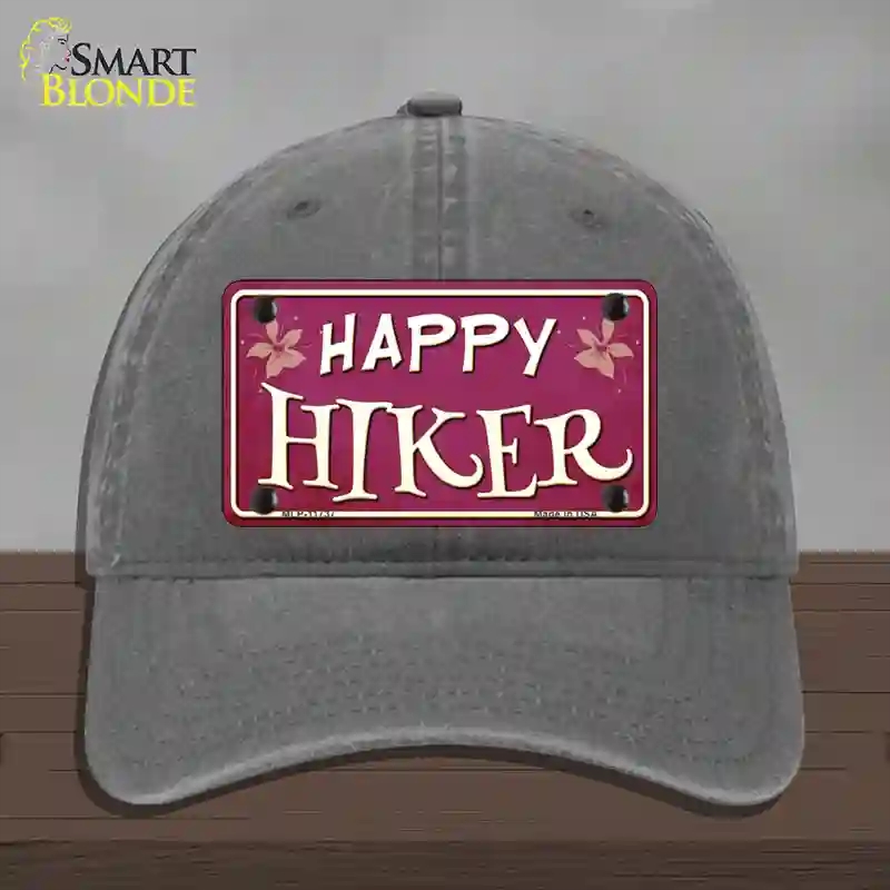 HAT08-MLP-11737 Happy Hiker Novelty License Plate Hat, Unconstructed Cotton - Charcoal