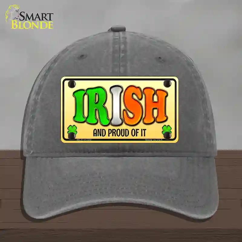 HAT08-MLP-11740 Irish & Proud Novelty License Plate Hat, Unconstructed Cotton - Charcoal