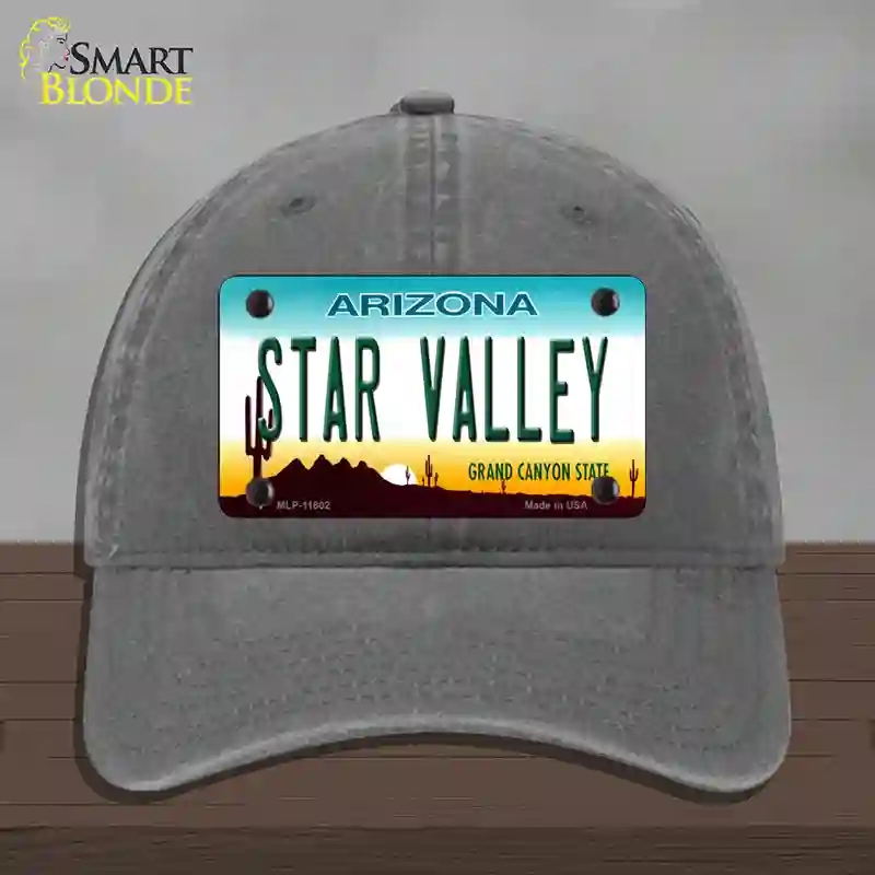 HAT08-MLP-11802 Star Valley Arizona Novelty License Plate Hat, Unconstructed Cotton - Charcoal