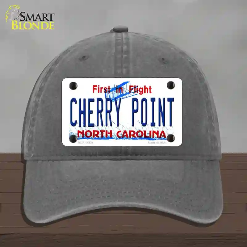 HAT08-MLP-11834 Cherry Point North Carolina Novelty License Plate Hat, Unconstructed Cotton - Charcoal